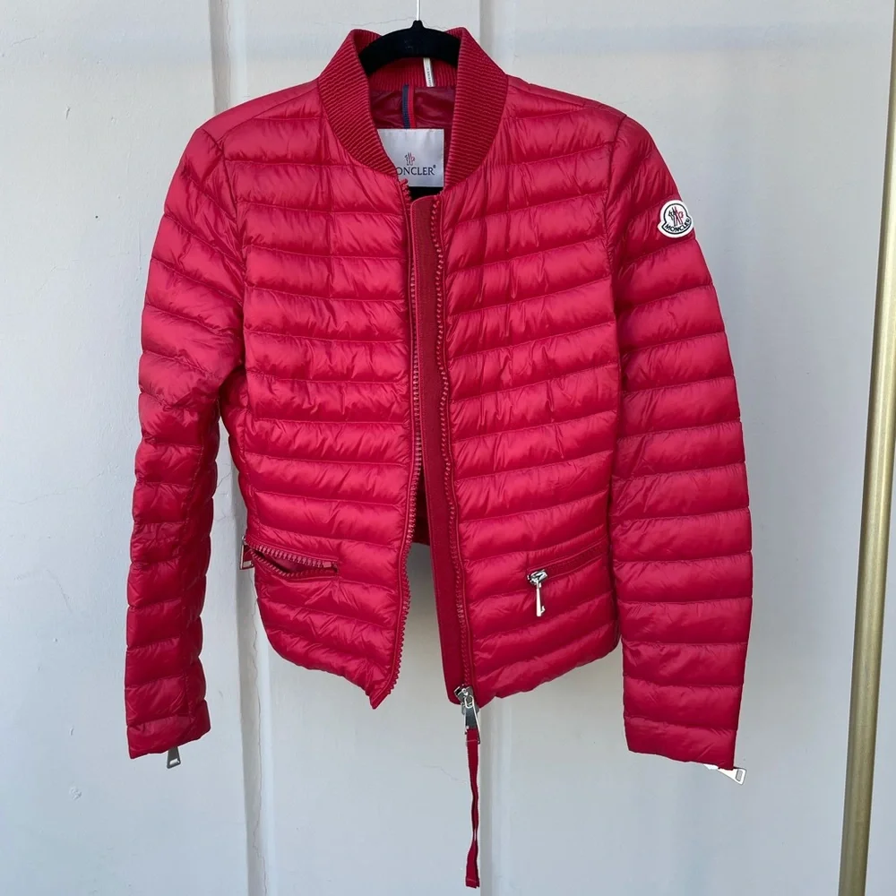 Moncler red puffer jacket size 1
